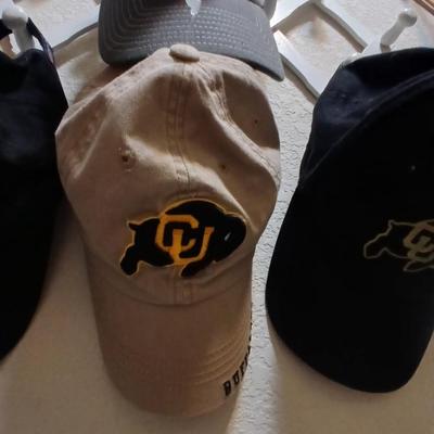 6 Sports Team Baseball Caps with wooden holder