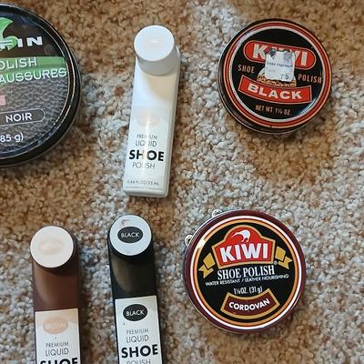 Large Lot of Shoe Polish, Cleaners & Brushes