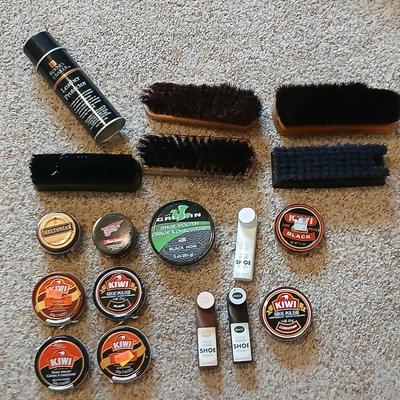 Large Lot of Shoe Polish, Cleaners & Brushes