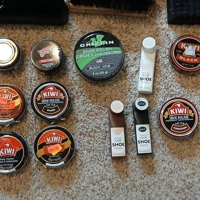 Large Lot of Shoe Polish, Cleaners & Brushes