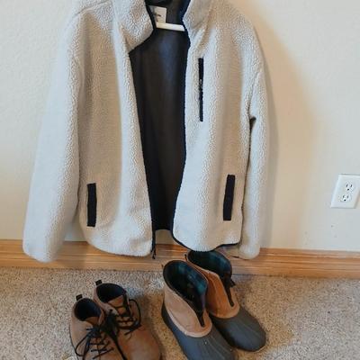 Men’s Winter Outerwear Lot – Goodfellow Fleece Jacket (M), RedHead Thinsulate Boots (Sz 8), and Casual Boots (Sz 9M)