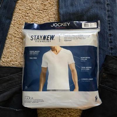Men’s Jeans Lot – 4 Pairs + New Jockey V Neck T's (Size 36x32)