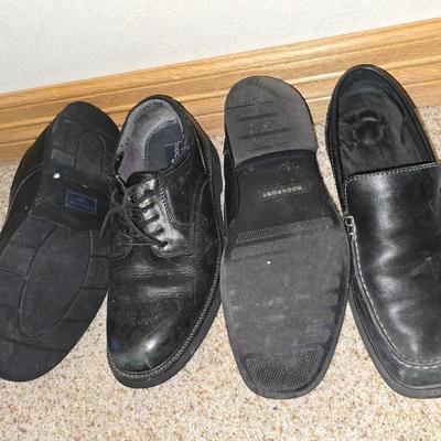 2 Pairs Men’s Black Dress Shoes – Dockers and Rockport – Size 8.5M & 9M
