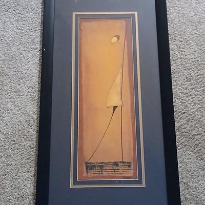 Framed Abstract Art Print Signed "ONA" Fourmi Rouge II