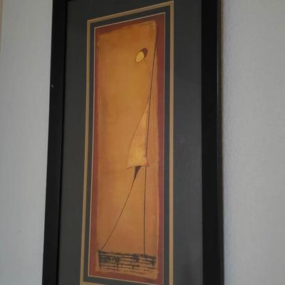 Framed Abstract Art Print Signed "ONA" Fourmi Rouge II