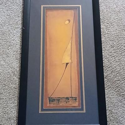 Framed Abstract Art Print Signed "ONA" Fourmi Rouge II