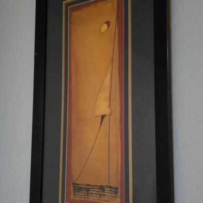 Framed Abstract Art Print Signed "ONA" Fourmi Rouge II