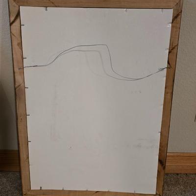 Framed Wolf Portrait & Large Wall Clock (2-Piece Lot)