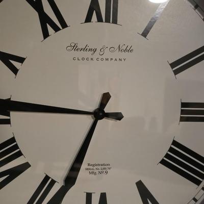 Framed Wolf Portrait & Large Wall Clock (2-Piece Lot)