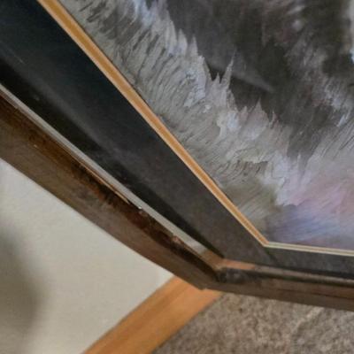 Framed Wolf Portrait & Large Wall Clock (2-Piece Lot)