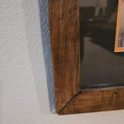 Framed Wolf Portrait & Large Wall Clock (2-Piece Lot)