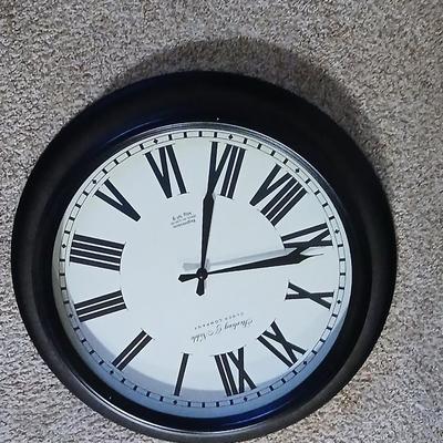 Framed Wolf Portrait & Large Wall Clock (2-Piece Lot)