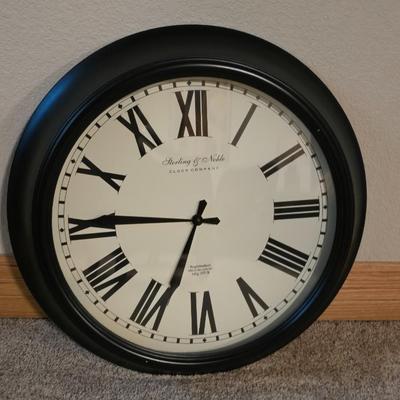 Framed Wolf Portrait & Large Wall Clock (2-Piece Lot)