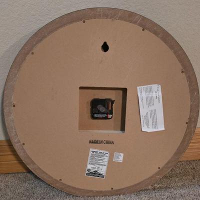 Framed Wolf Portrait & Large Wall Clock (2-Piece Lot)