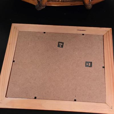 Signed Fall Foliage Aspen Print & Wicker Fish Basket Decor