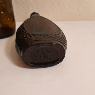 3 Vintage Amber Glass Bottles