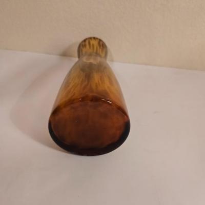 2 Amber Art Glass Vases