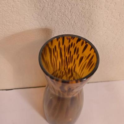 2 Amber Art Glass Vases
