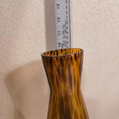 2 Amber Art Glass Vases