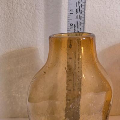 2 Amber Art Glass Vases