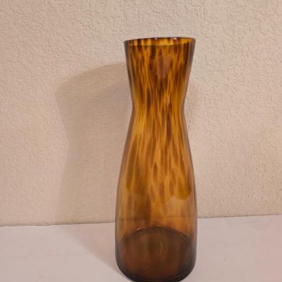 2 Amber Art Glass Vases