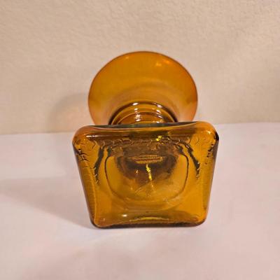 2 Amber Glass Vases – Vintage Style