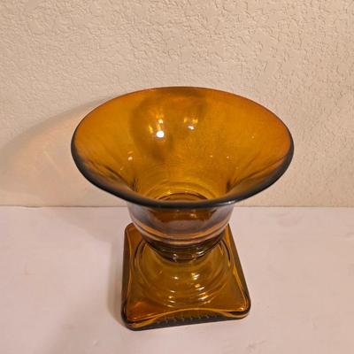 2 Amber Glass Vases – Vintage Style