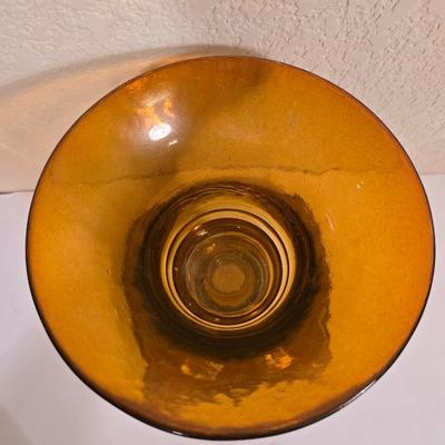 2 Amber Glass Vases – Vintage Style