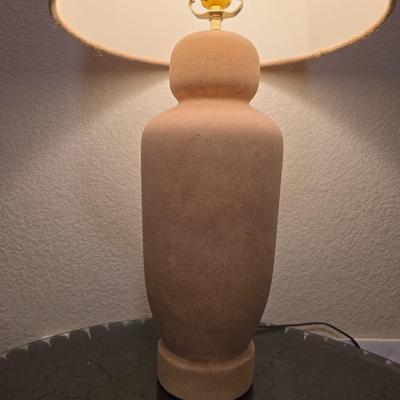 Decorative Black or dark blue Pedestal Side Table with Glass Top & 24" Table Lamp