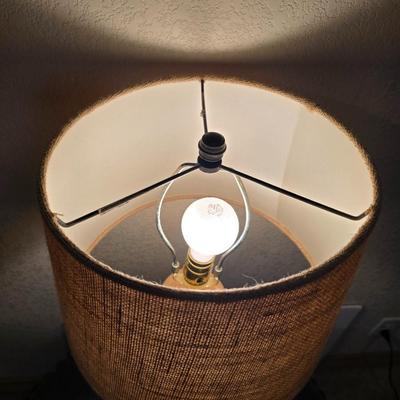 Decorative Black or dark blue Pedestal Side Table with Glass Top & 24" Table Lamp