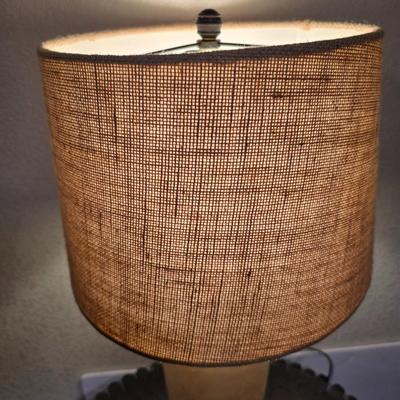 Decorative Black or dark blue Pedestal Side Table with Glass Top & 24" Table Lamp