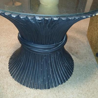 Decorative Black or dark blue Pedestal Side Table with Glass Top & 24" Table Lamp