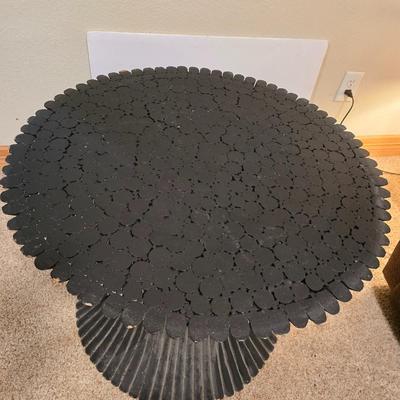 Decorative Black or dark blue Pedestal Side Table with Glass Top & 24" Table Lamp