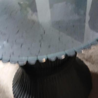 Decorative Black or dark blue Pedestal Side Table with Glass Top & 24" Table Lamp