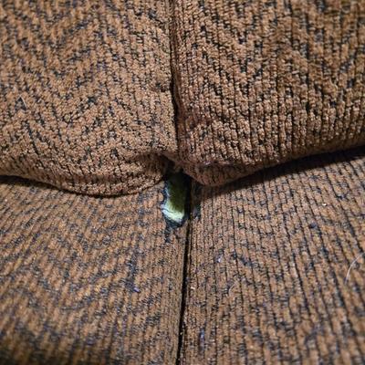 Brown Herringbone Upholstered Loveseat Recliner – Needs Repair