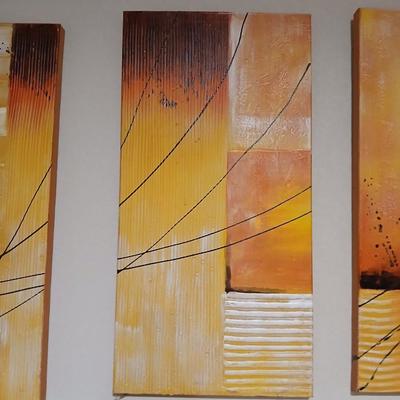 Set of 4 Abstract Canvas Panels – Total Size 40" x 24.5" x 1.5" Each