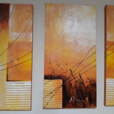 Set of 4 Abstract Canvas Panels – Total Size 40" x 24.5" x 1.5" Each
