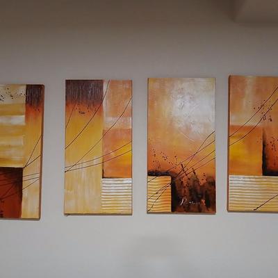 Set of 4 Abstract Canvas Panels – Total Size 40" x 24.5" x 1.5" Each