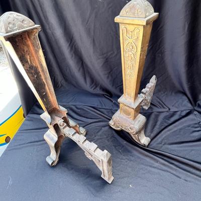 Sale Photo Thumbnail #511: Great pair of andirons brass colored.