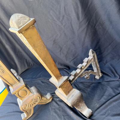 Sale Photo Thumbnail #508: Great pair of andirons brass colored.