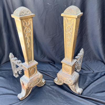 Sale Photo Thumbnail #507: Great pair of andirons brass colored.