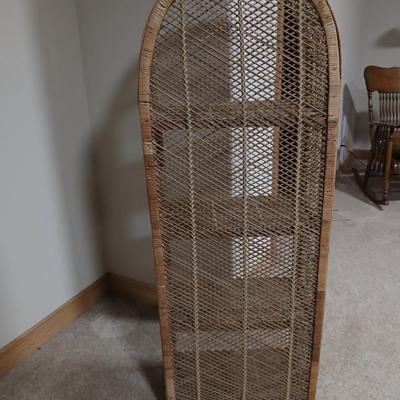 Vintage Wicker and Rattan Shelf – 59" Tall