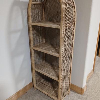 Vintage Wicker and Rattan Shelf – 59" Tall