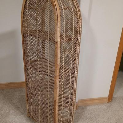 Vintage Wicker and Rattan Shelf – 59" Tall