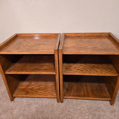 Pair of Oak Nightstands with Shelves