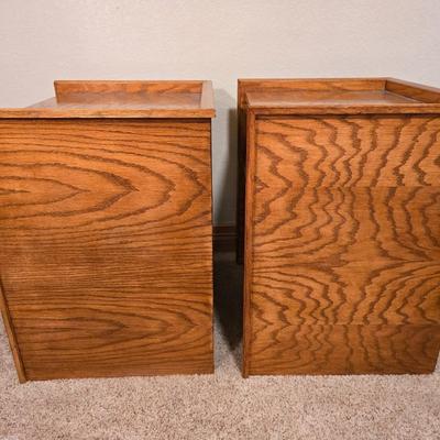 Pair of Oak Nightstands with Shelves