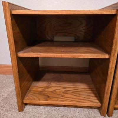 Pair of Oak Nightstands with Shelves