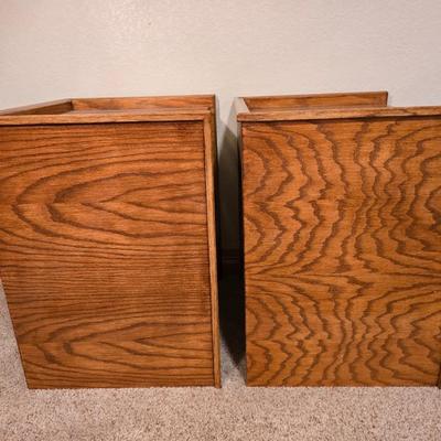 Pair of Oak Nightstands with Shelves