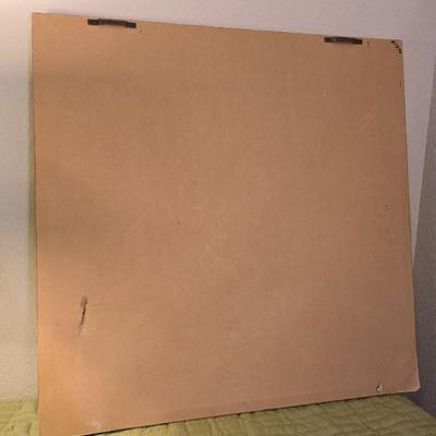 Black Metal Lamp with Green Shade + Abstract Wall Art