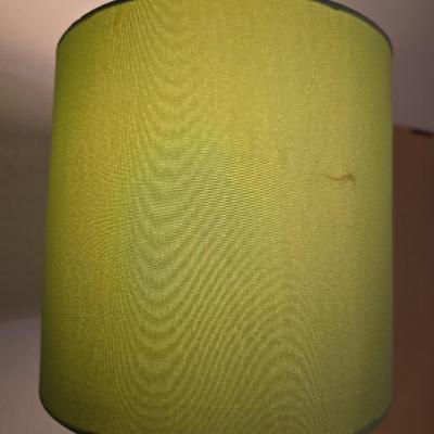 Black Metal Lamp with Green Shade + Abstract Wall Art